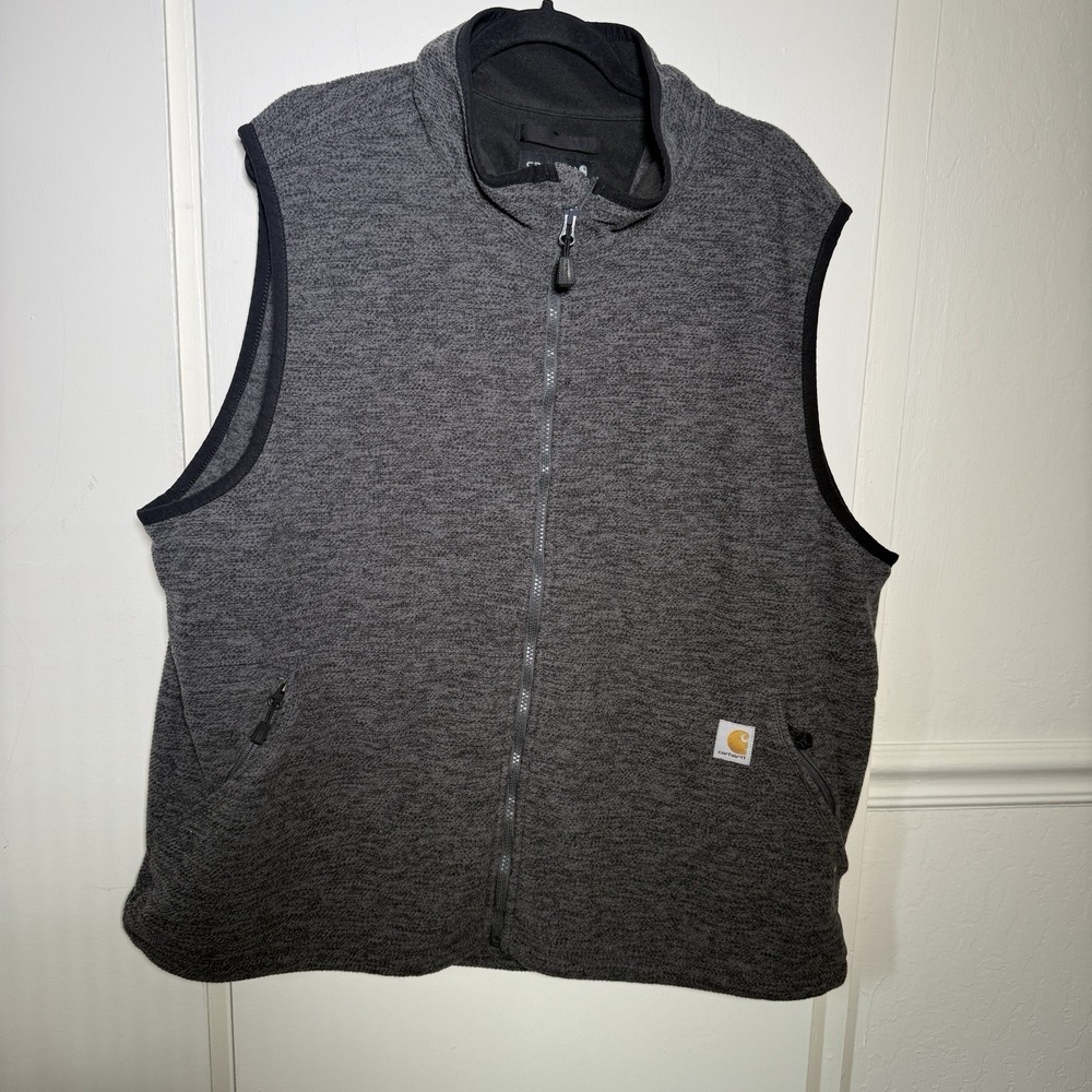 Carhartt Mens Relaxed Fit Fleece Vest Gray Heather Full Zip 2XL